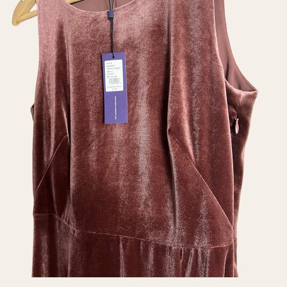 Rebecca Minkoff Tiffany Mauve Velvet Ruffle Hem Sleeveless Sheath Dress Size 4 - Picture 8 of 11